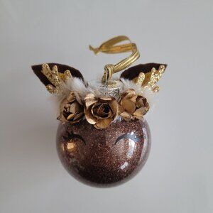 Brown Glitter Sparkle Fawn Deer‎ Ornament, Personalized with name